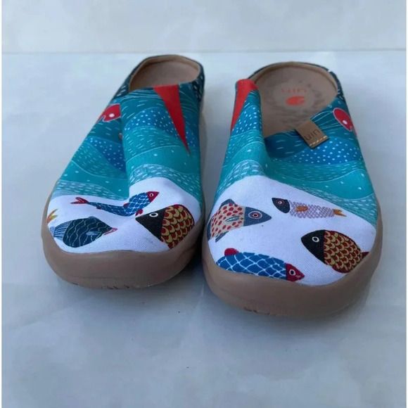 Uin Mens Happy Fish Painted Canvas Slip on Shoes Multicolored Sz 11 - Picture 6 of 13